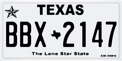 TX license plate BBX2147