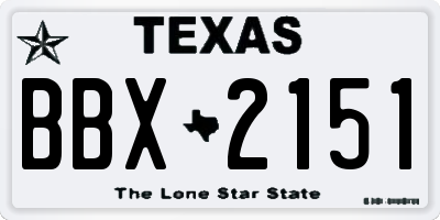 TX license plate BBX2151