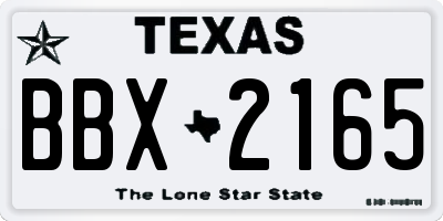 TX license plate BBX2165