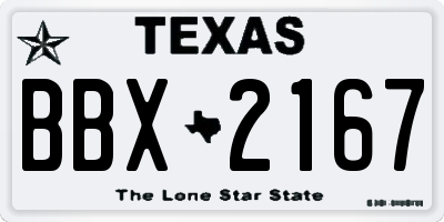 TX license plate BBX2167
