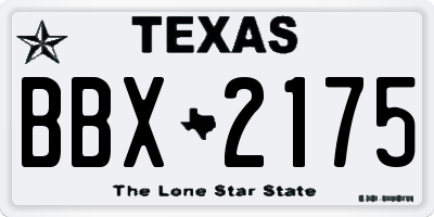 TX license plate BBX2175