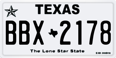 TX license plate BBX2178
