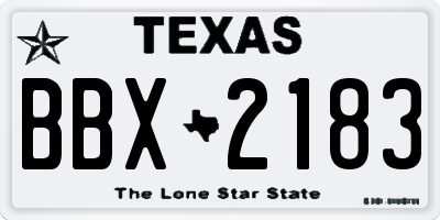 TX license plate BBX2183