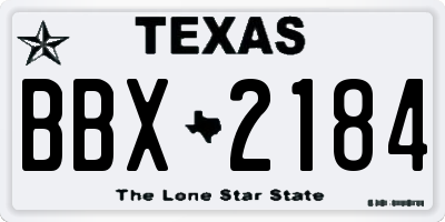 TX license plate BBX2184