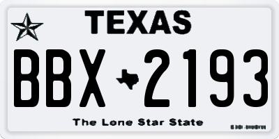 TX license plate BBX2193