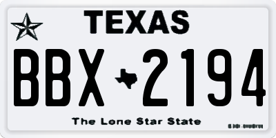 TX license plate BBX2194