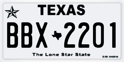 TX license plate BBX2201