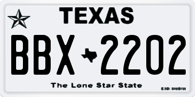 TX license plate BBX2202