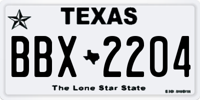 TX license plate BBX2204