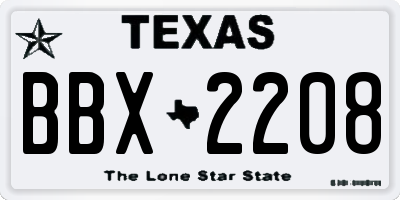 TX license plate BBX2208