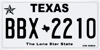 TX license plate BBX2210