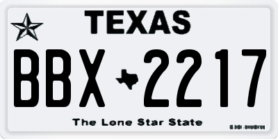 TX license plate BBX2217