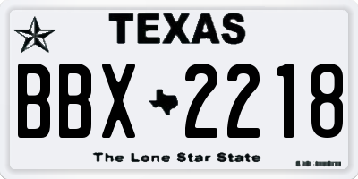 TX license plate BBX2218