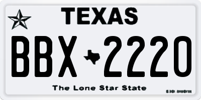 TX license plate BBX2220