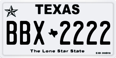 TX license plate BBX2222