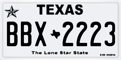 TX license plate BBX2223