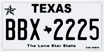 TX license plate BBX2225