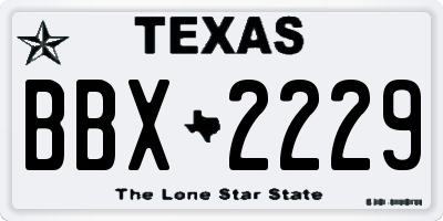 TX license plate BBX2229