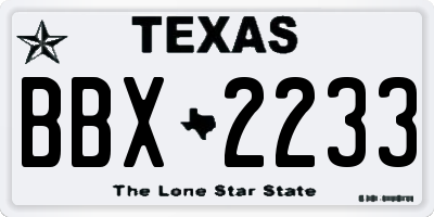 TX license plate BBX2233