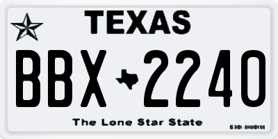 TX license plate BBX2240