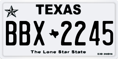 TX license plate BBX2245