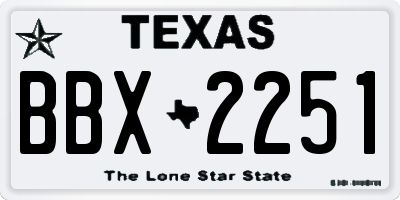 TX license plate BBX2251