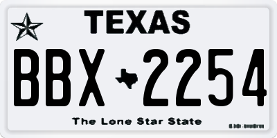 TX license plate BBX2254