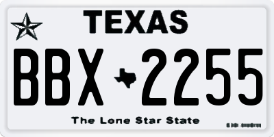 TX license plate BBX2255
