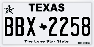 TX license plate BBX2258