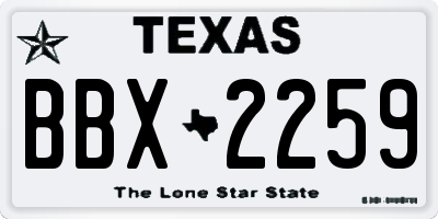 TX license plate BBX2259