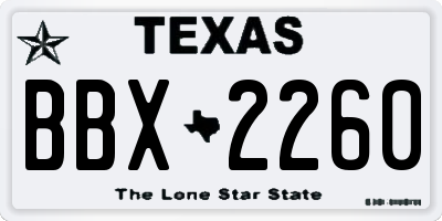 TX license plate BBX2260