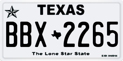 TX license plate BBX2265