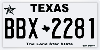 TX license plate BBX2281
