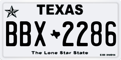 TX license plate BBX2286