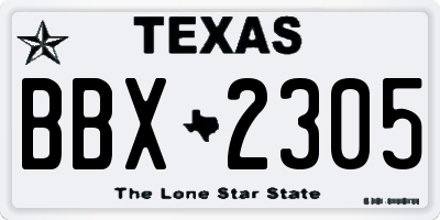 TX license plate BBX2305