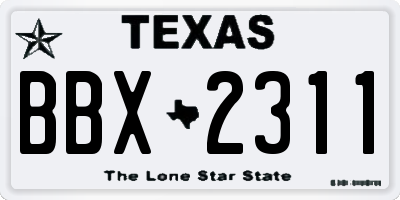 TX license plate BBX2311