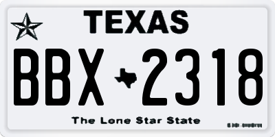 TX license plate BBX2318