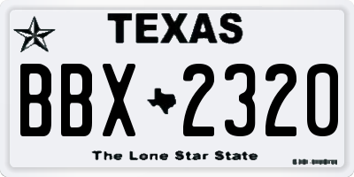 TX license plate BBX2320