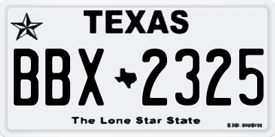 TX license plate BBX2325