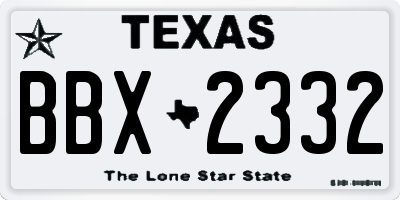 TX license plate BBX2332