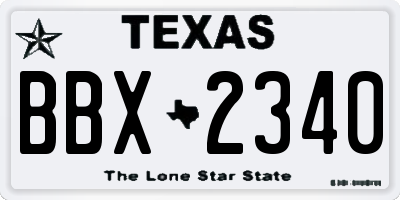 TX license plate BBX2340