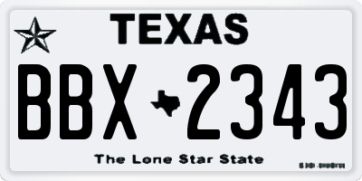 TX license plate BBX2343
