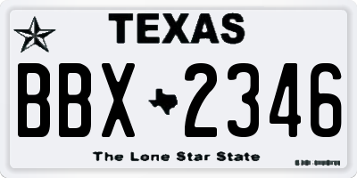TX license plate BBX2346
