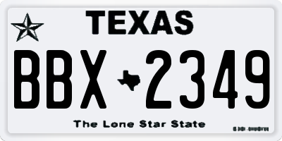 TX license plate BBX2349
