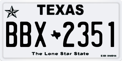TX license plate BBX2351