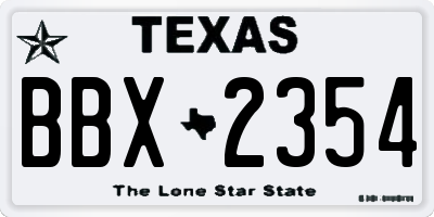 TX license plate BBX2354