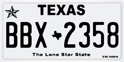 TX license plate BBX2358