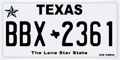 TX license plate BBX2361