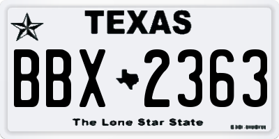 TX license plate BBX2363