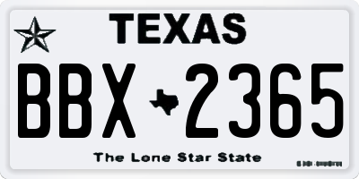 TX license plate BBX2365